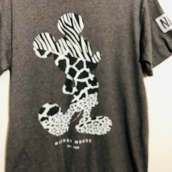 Neff Mickey Mouse XS Tshirt Dark Grey White Animal Print Casual Disney Cotton - Picture 3 of 8